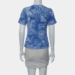 Dior Blue Cotton Toile De Jouy Riviera Printed Top S