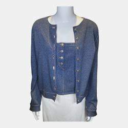 Christian Dior Vintage Blue with Pink Stitching Cardigan and Tank Set
