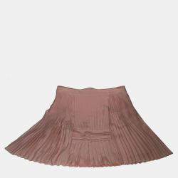 Pre Owned Christian Dior Pink Pleated Silk Mini Skirt S