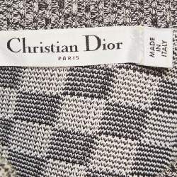 Dior Black/White Check Pattern Jersey Bodycon Midi Dress M