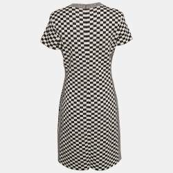 Dior Black/White Check Pattern Jersey Bodycon Midi Dress M