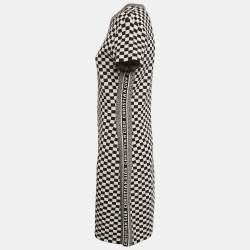 Dior Black/White Check Pattern Jersey Bodycon Midi Dress M