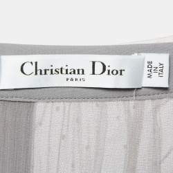 Pre Owned Christian Dior Light Pink & Grey Polka Dot Tulle Maxi Skirt S