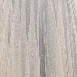 Pre Owned Christian Dior Light Pink & Grey Polka Dot Tulle Maxi Skirt S