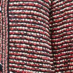 Pre Owned Christian Dior Red/Black Tweed Long Cardigan M