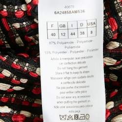 Pre Owned Christian Dior Red/Black Tweed Long Cardigan M