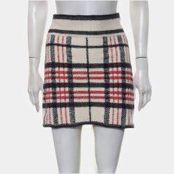 Pre Owned Christian  Dior Logo Plaid Mini Skirt FR Women 34