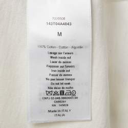 مملوكة مسبقًا Dior White Logo Jacquard Cotton Knit T-Shirt M