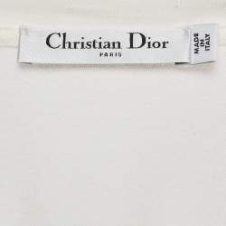 مملوكة مسبقًا Dior White Logo Jacquard Cotton Knit T-Shirt M