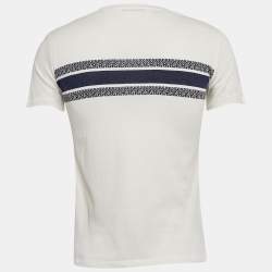 مملوكة مسبقًا Dior White Logo Jacquard Cotton Knit T-Shirt M