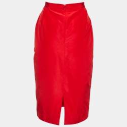 Dior Red Cotton and Silk Midi Skirt M