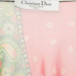 Pre Owned Christian Dior Multicolor Printed Silk Ruffle Detail Blouse L