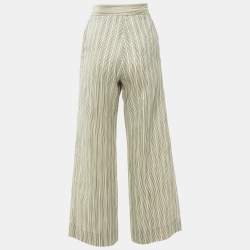 Pre Owned Dior Cream Striped Tasar Silk Culottes M