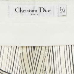 Pre Owned Dior Cream Striped Tasar Silk Culottes M