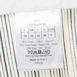 Pre Owned Dior Cream Striped Tasar Silk Culottes M