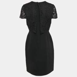 Pre Owned Christian Dior Black Silk Blend and Lace Short Dress M