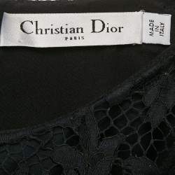 Pre Owned Christian Dior Black Silk Blend and Lace Short Dress M