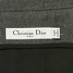 مملوكة مسبقًا Dior Grey Wool Button Detail Sleeveless Overcoat L
