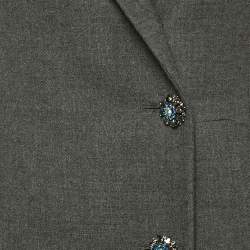 مملوكة مسبقًا Dior Grey Wool Button Detail Sleeveless Overcoat L