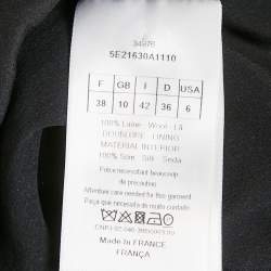 Dior Black Wool Button Front Mini Dress L