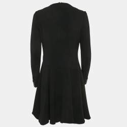 Dior Black Wool Button Front Mini Dress L
