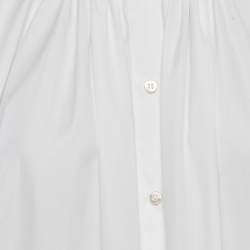 Pre Owned Dior White Cotton Button Front Puff Sleeve Blouse M