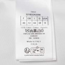 Pre Owned Dior White Cotton Button Front Puff Sleeve Blouse M