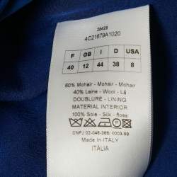 Dior Blue Wool V-Neck Asymmetric Midi Dress M