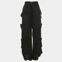 Christian Dior Black Sparkled Silk Belt Detail Trousers M