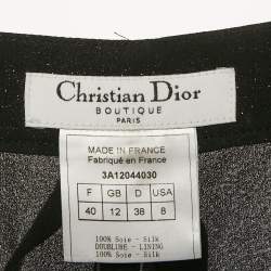 Christian Dior Black Sparkled Silk Belt Detail Trousers M
