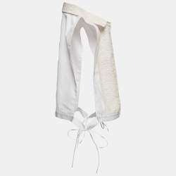 Dior White Cotton Lace Overlay Button Front Plastron M