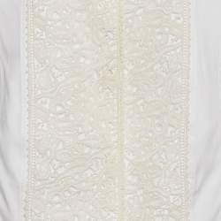 Dior White Cotton Lace Overlay Button Front Plastron M