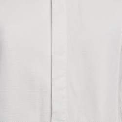 Pre Owned Dior White Cotton Button Front Tuxedo Shirt L