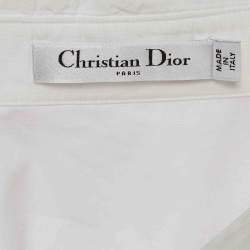 Pre Owned Dior White Cotton Button Front Tuxedo Shirt L