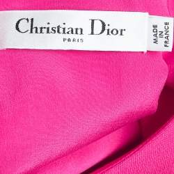 Pre Owned Dior Fuchsia Pink Wool & Silk Shift Dress S