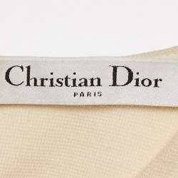Christian Dior Cream Sequin Embellished Wool Jersey Flared Mini Dress S