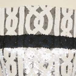 Christian Dior Cream Sequin Embellished Wool Jersey Flared Mini Dress S