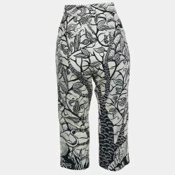Christian Dior White/Blue Jungle Print Cotton Culottes Pants M