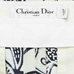 Christian Dior White/Blue Jungle Print Cotton Culottes Pants M