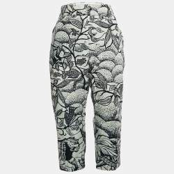 Christian Dior White/Blue Jungle Print Cotton Culottes Pants M