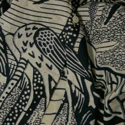 Christian Dior Blue/White Jungle Print Cotton Short Sleeve Shirt M
