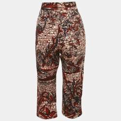 Christian Dior Brown/Blue Toile de Jouy Tropicalia print Cotton Culottes Pants M