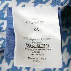 Pre Owned Christian Dior Blue Houndstooth Synthetic Hooded Vest XS