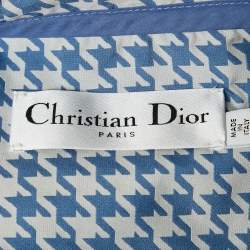 Pre Owned Christian Dior Blue Houndstooth Synthetic Hooded Vest XS