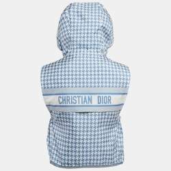 Pre Owned Christian Dior Blue Houndstooth Synthetic Hooded Vest XS