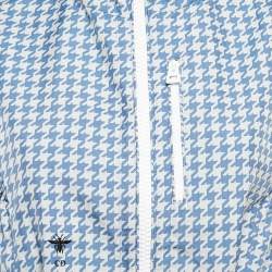 Pre Owned Christian Dior Blue Houndstooth Synthetic Hooded Vest XS