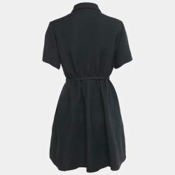 Christian Dior Black Wool Belted Mini Dress M