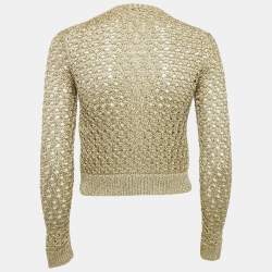 Christian Dior Gold Lurex Crochet Crop Cardigan S