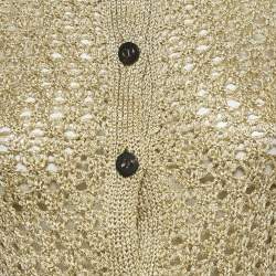 Christian Dior Gold Lurex Crochet Crop Cardigan S