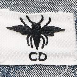 Pre Owned Dior Blue Butterfly Embroidery Denim Belted Button Front Long Dress L